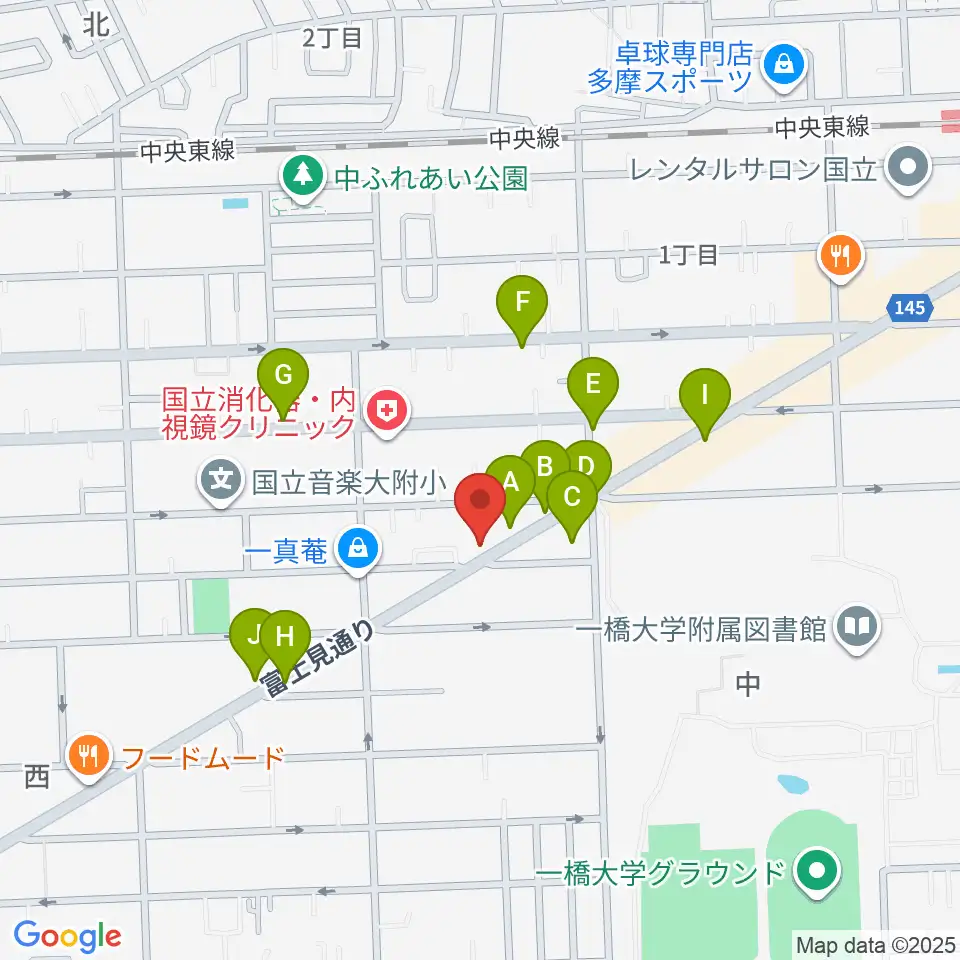スズキ・メソード国立教室周辺のカフェ一覧地図