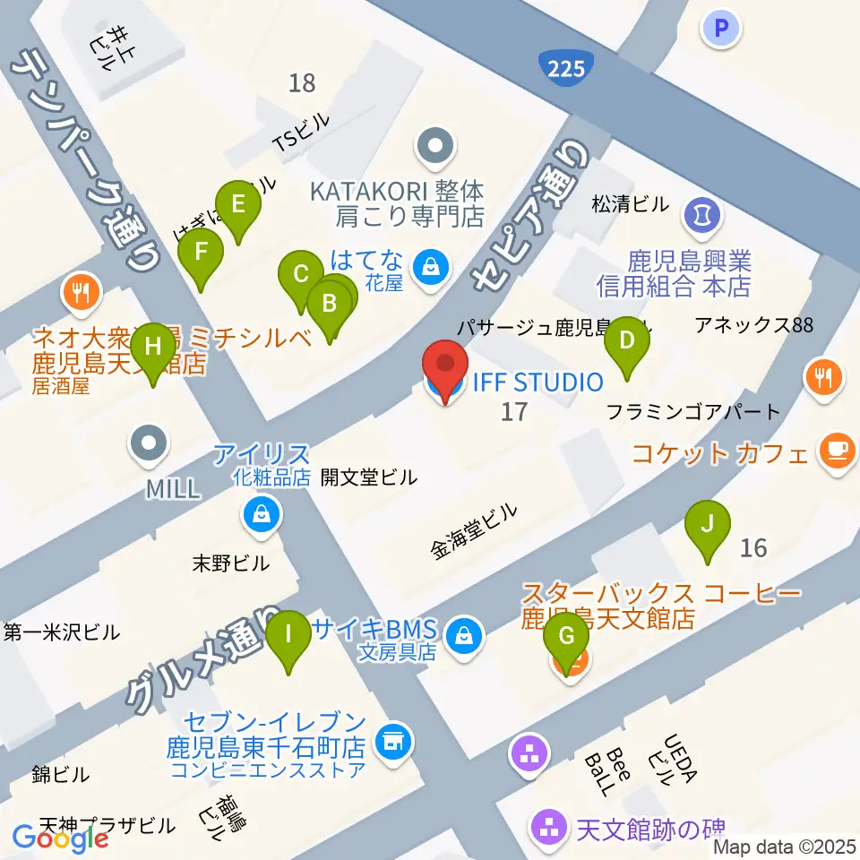 IFF STUDIO周辺のカフェ一覧地図