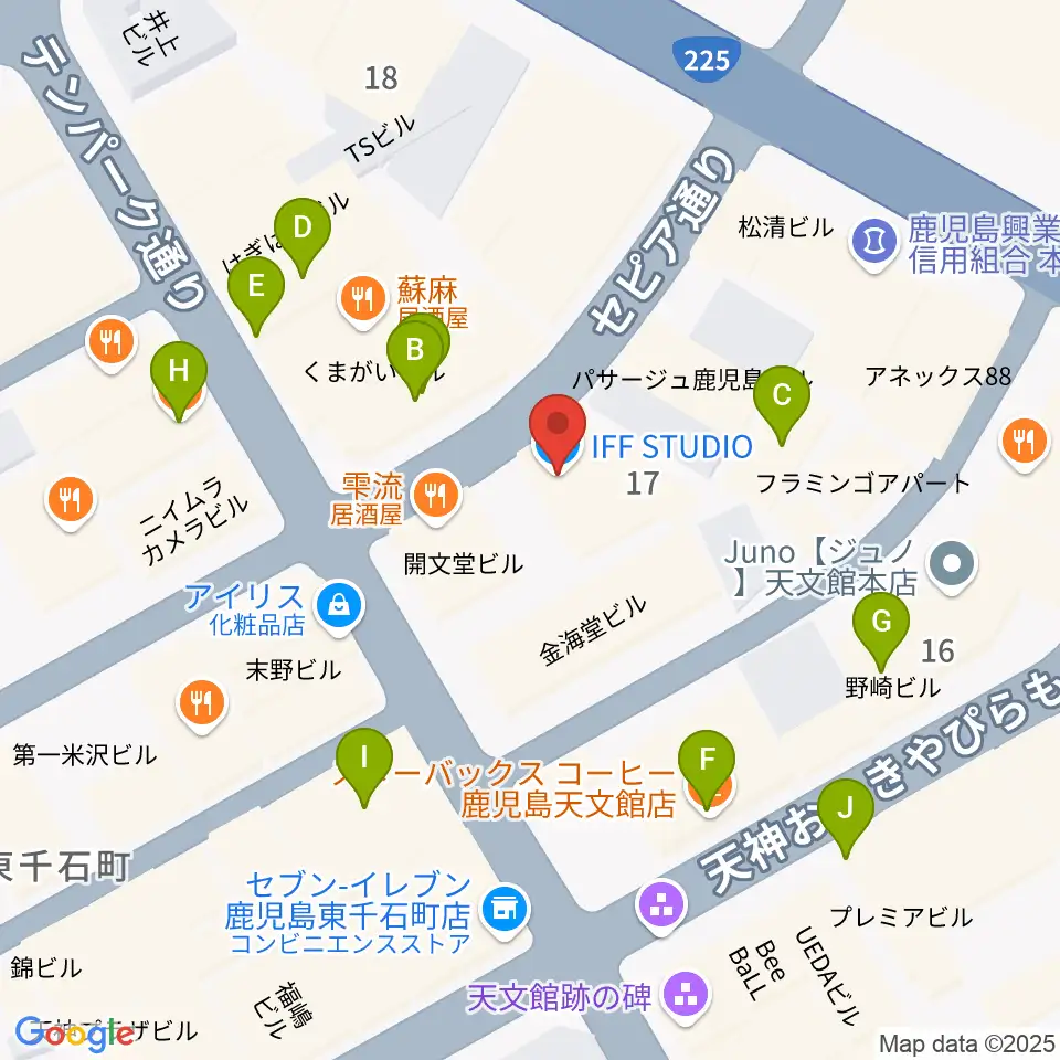 IFF STUDIO周辺のカフェ一覧地図