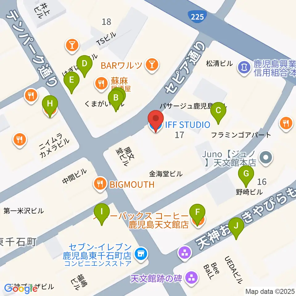 IFF STUDIO周辺のカフェ一覧地図