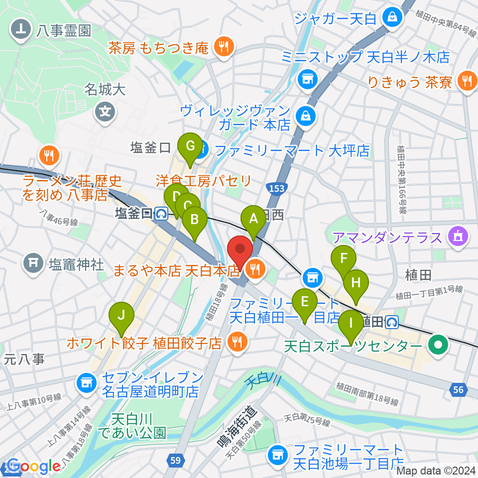 第一楽器 植田店周辺のカフェ一覧地図