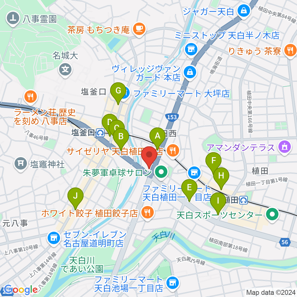 第一楽器 植田店周辺のカフェ一覧地図