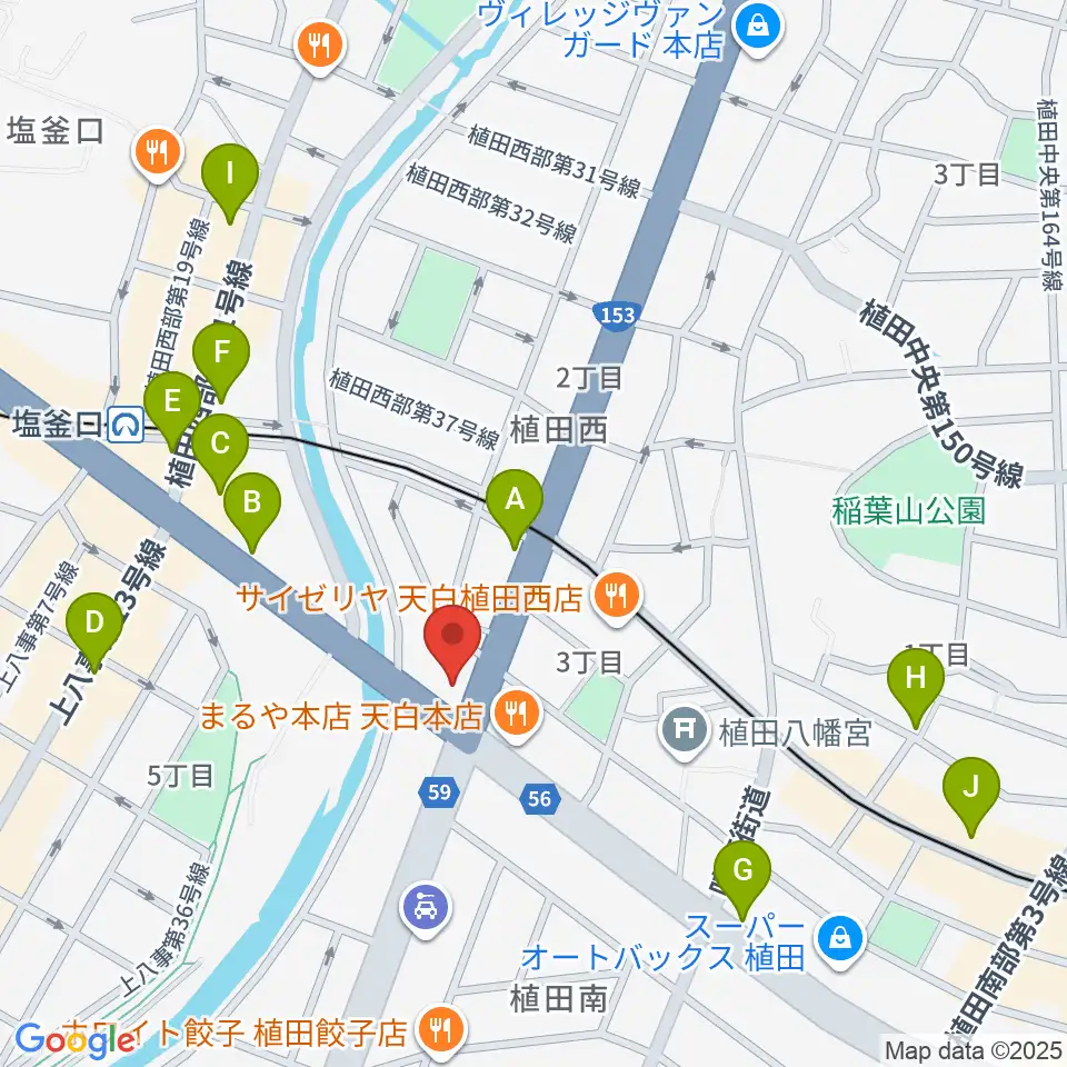 第一楽器 植田店周辺のカフェ一覧地図