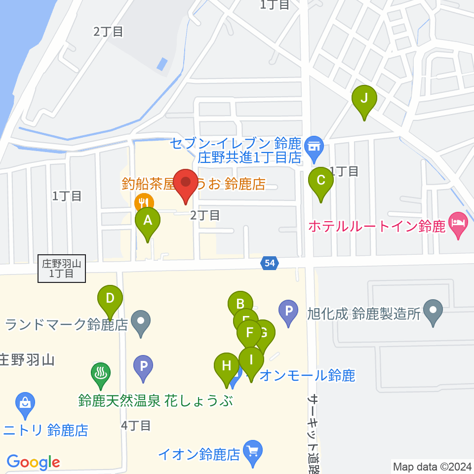 第一楽器 鈴鹿平田センター周辺のカフェ一覧地図