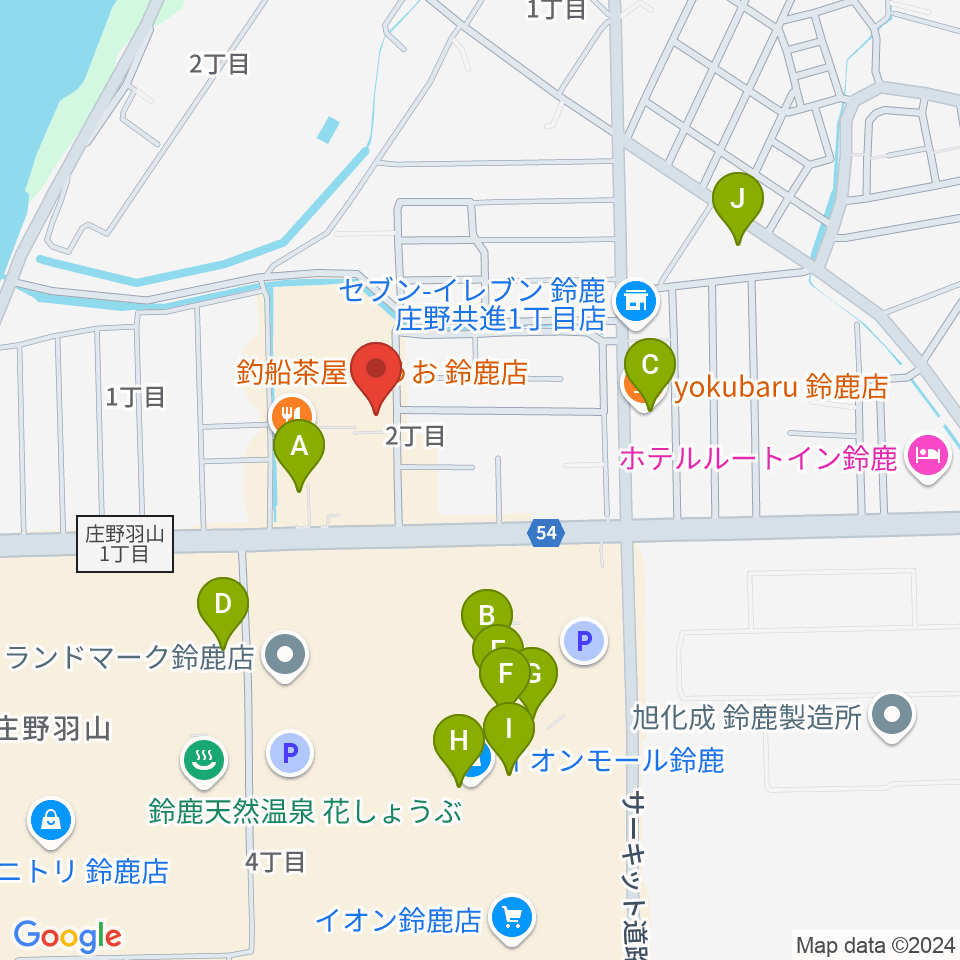 第一楽器 鈴鹿平田センター周辺のカフェ一覧地図