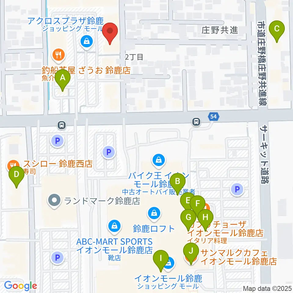 第一楽器 鈴鹿平田センター周辺のカフェ一覧地図