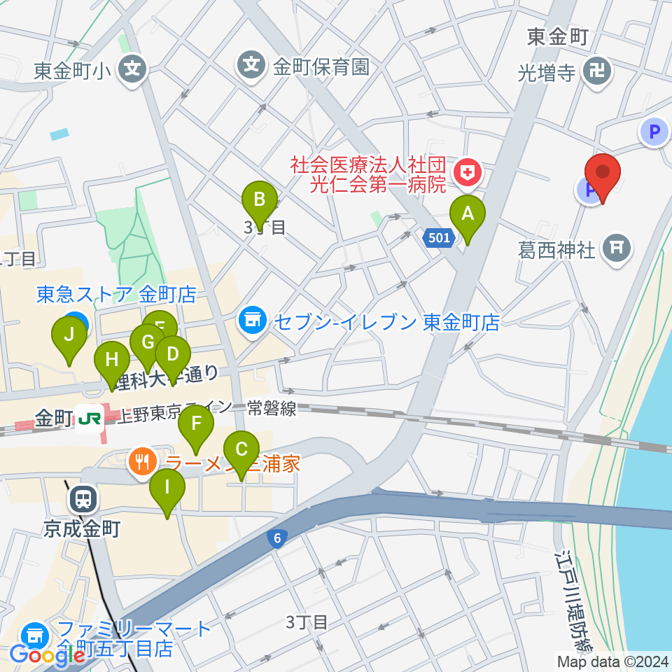 うえのおんがくじゅく かなまち周辺のカフェ一覧地図