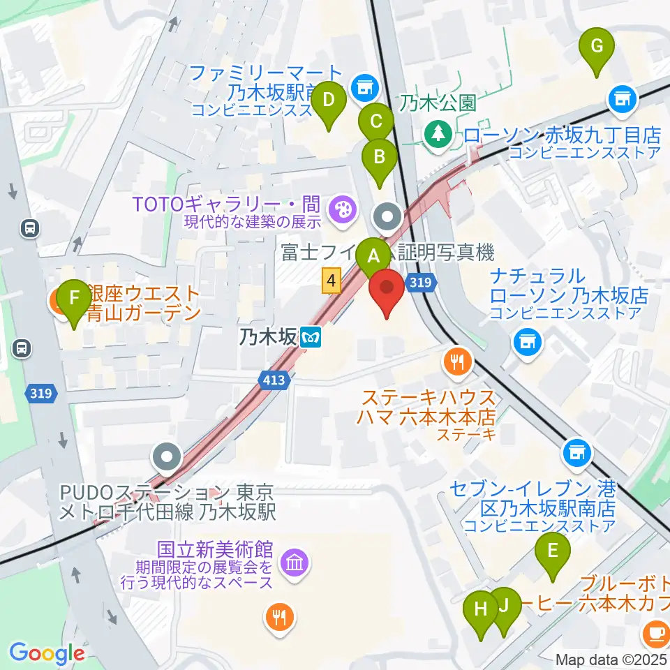 MONSTER STUDIO 乃木坂周辺のカフェ一覧地図