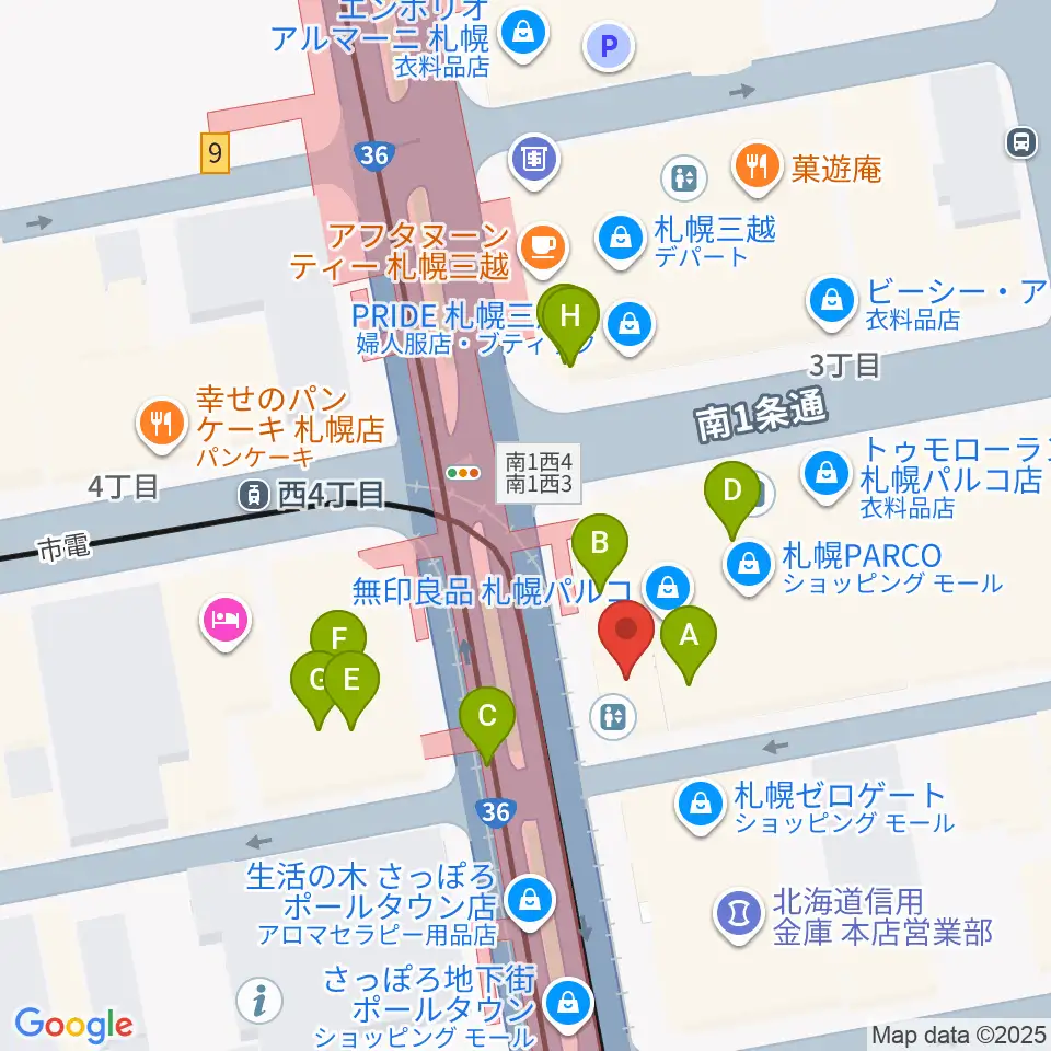 島村楽器 札幌パルコ店 周辺のカフェ一覧地図