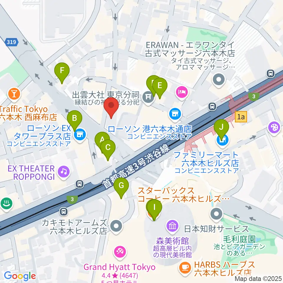 クロスコ六本木スタジオ周辺のカフェ一覧地図