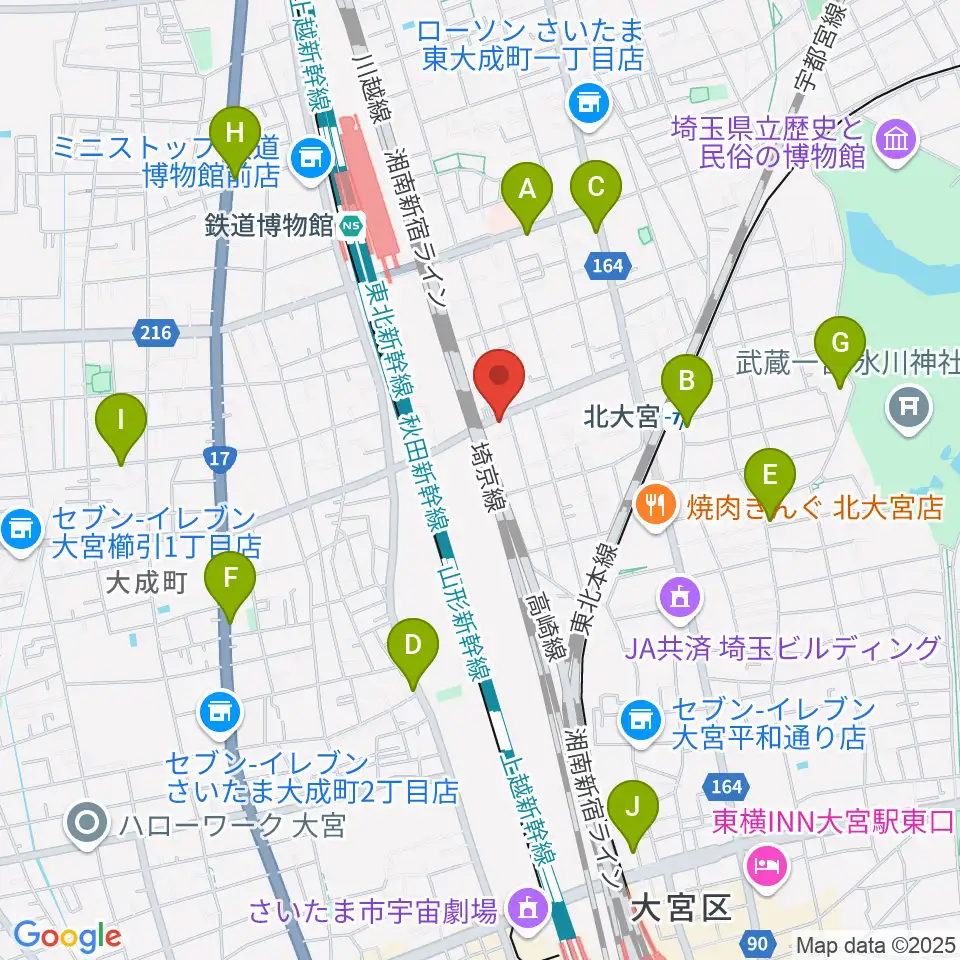 パンダスタジオさいたま周辺のカフェ一覧地図