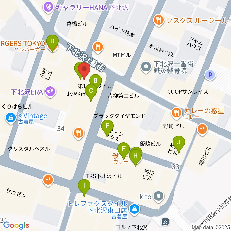 下北沢ラウン周辺のカフェ一覧地図