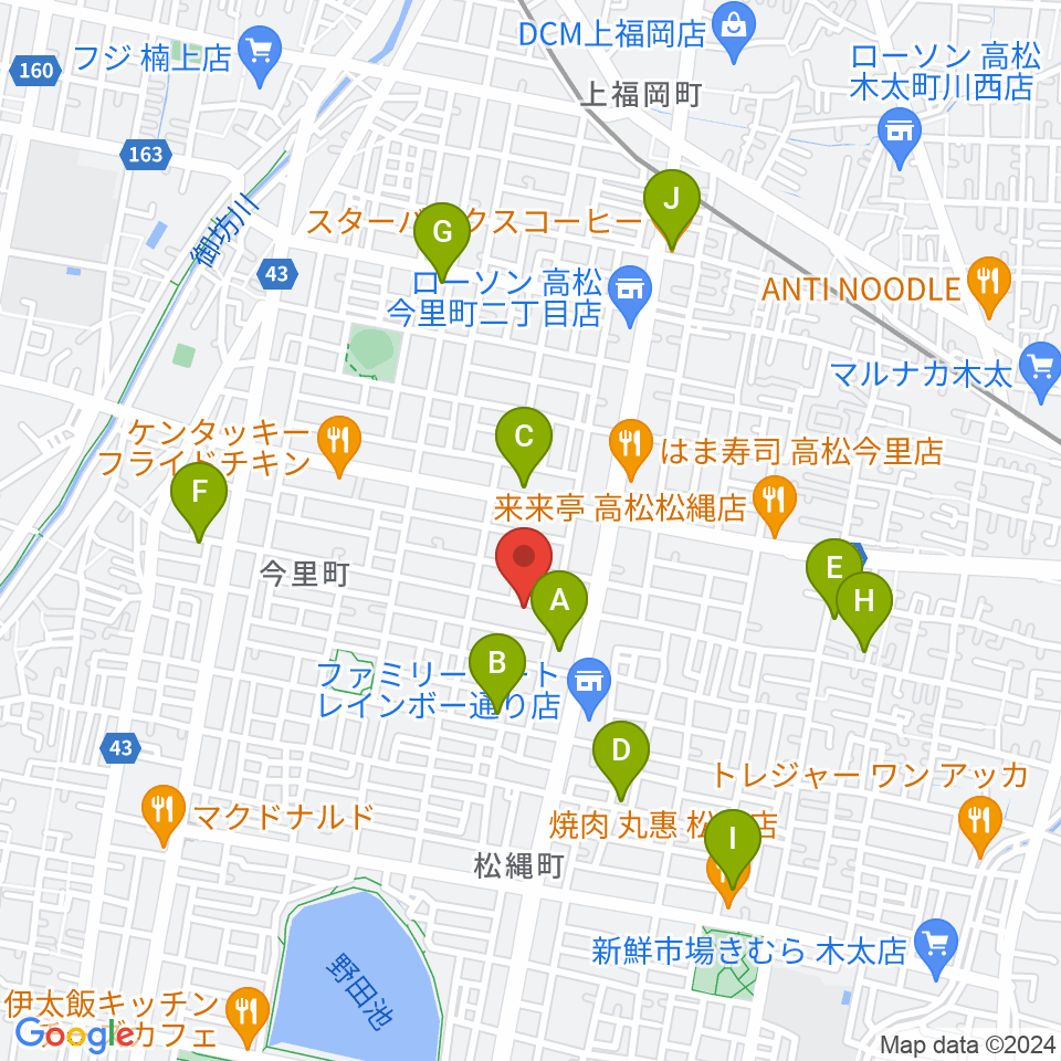 M-studio周辺のカフェ一覧地図