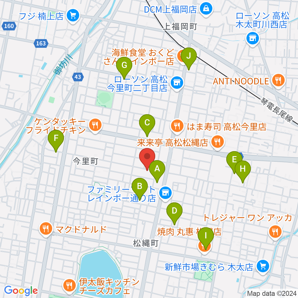 M-studio周辺のカフェ一覧地図