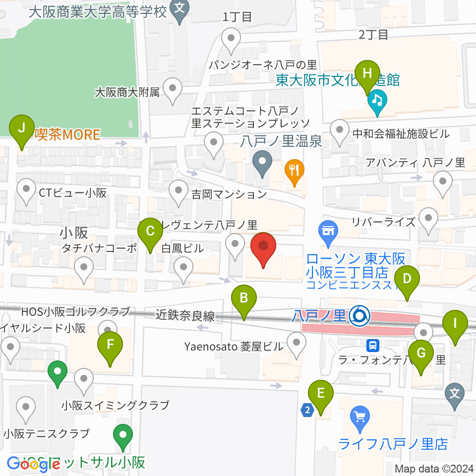 第一楽器 八戸ノ里店周辺のカフェ一覧地図