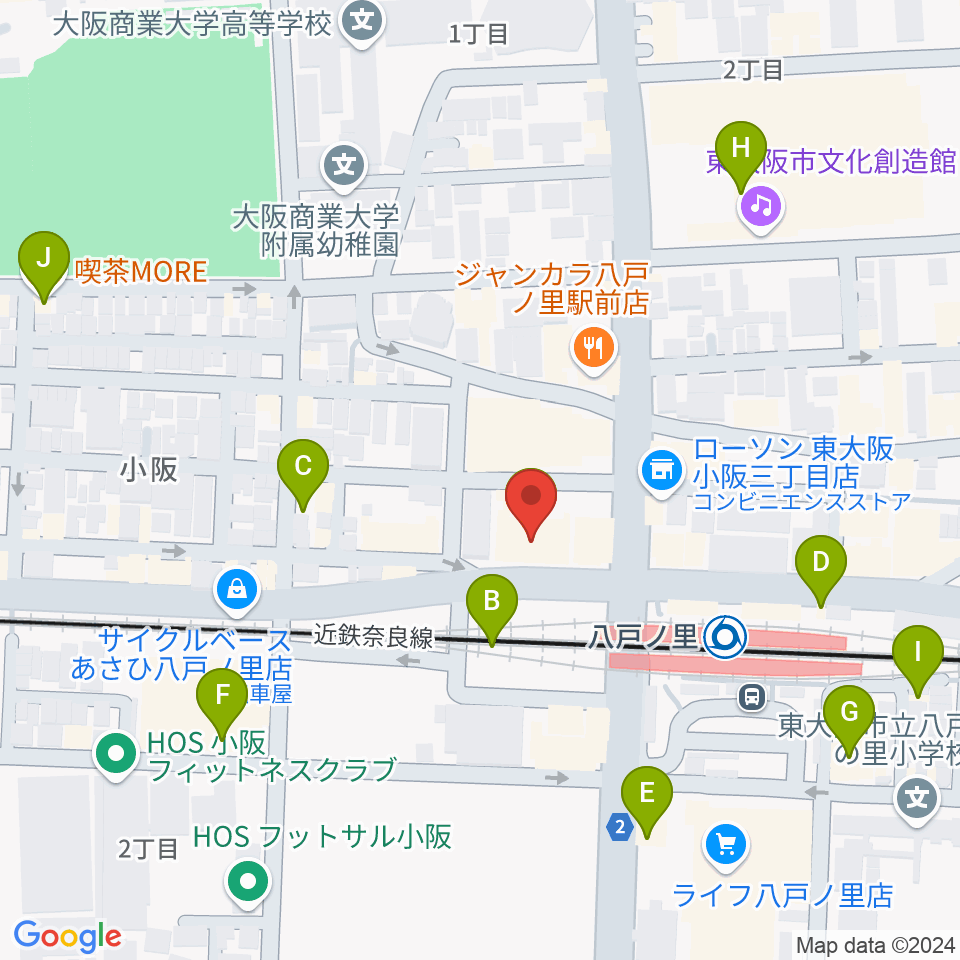 第一楽器 八戸ノ里店周辺のカフェ一覧地図