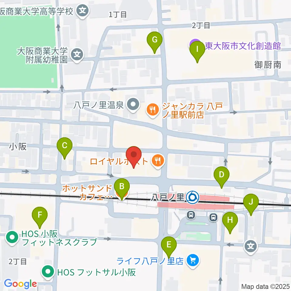 第一楽器 八戸ノ里店周辺のカフェ一覧地図