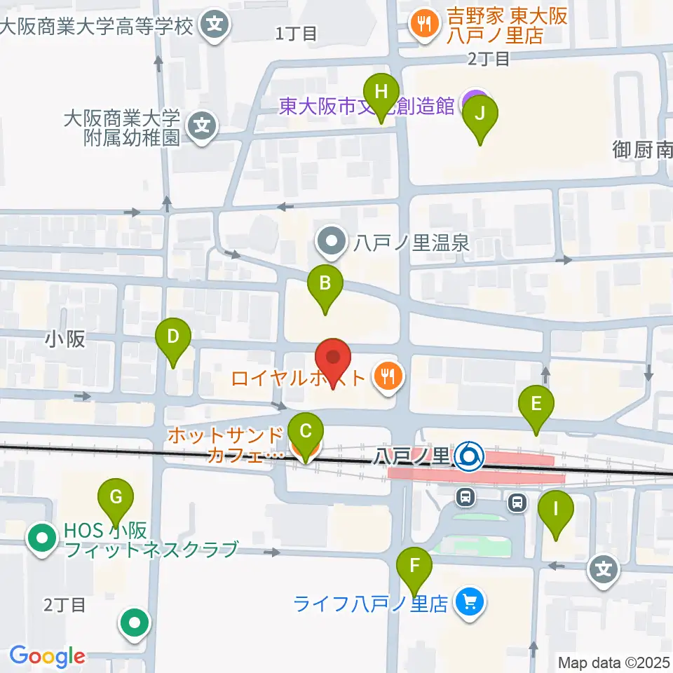 第一楽器 八戸ノ里店周辺のカフェ一覧地図