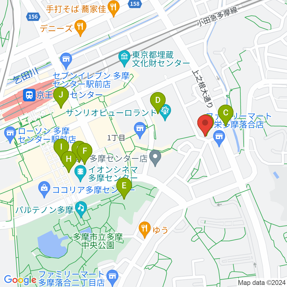 多摩コルコバード周辺のカフェ一覧地図