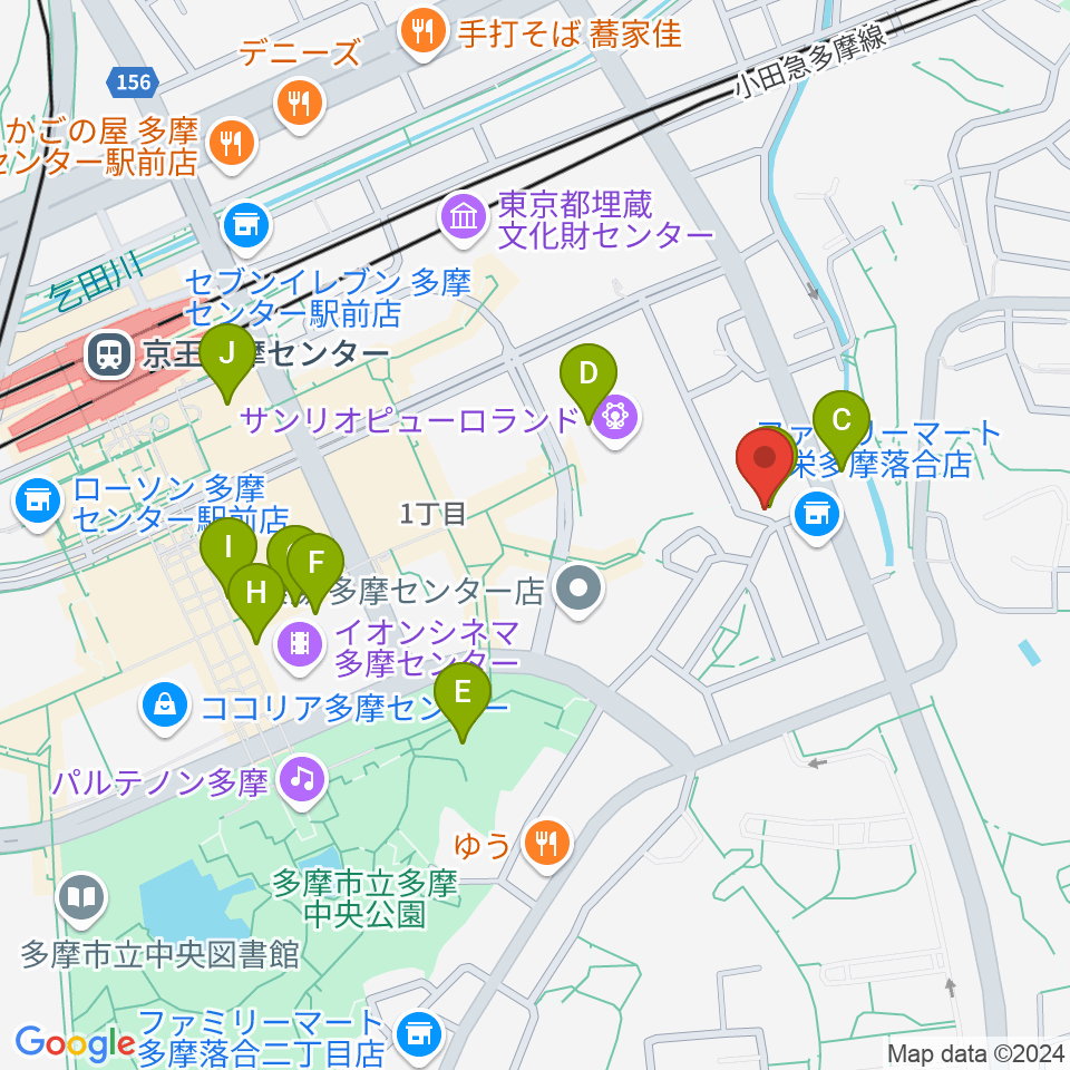 多摩コルコバード周辺のカフェ一覧地図