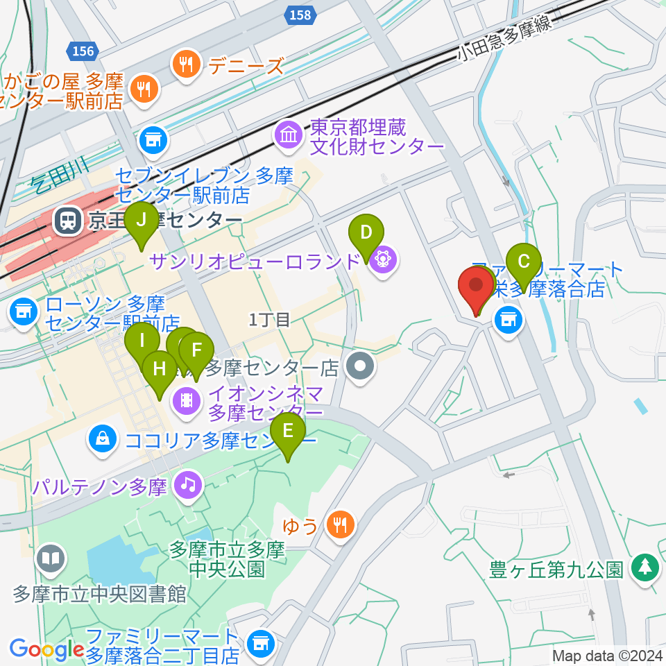 多摩コルコバード周辺のカフェ一覧地図