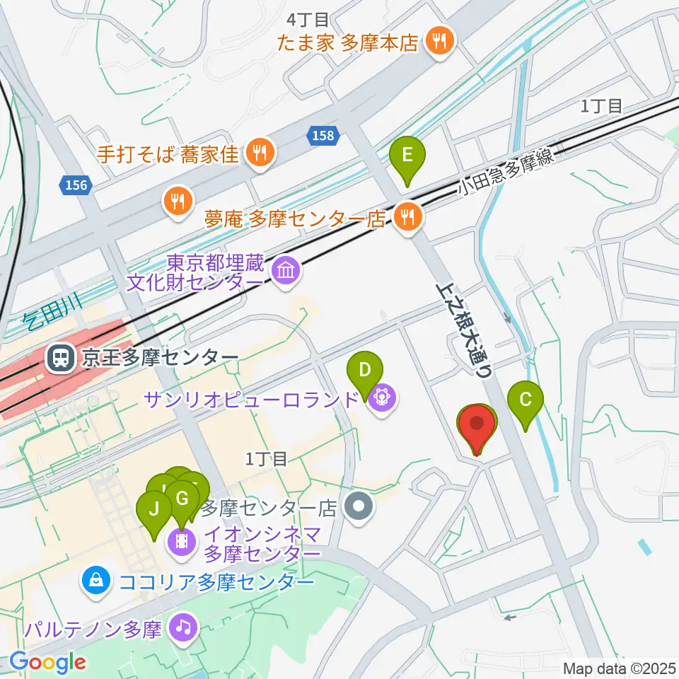 多摩コルコバード周辺のカフェ一覧地図