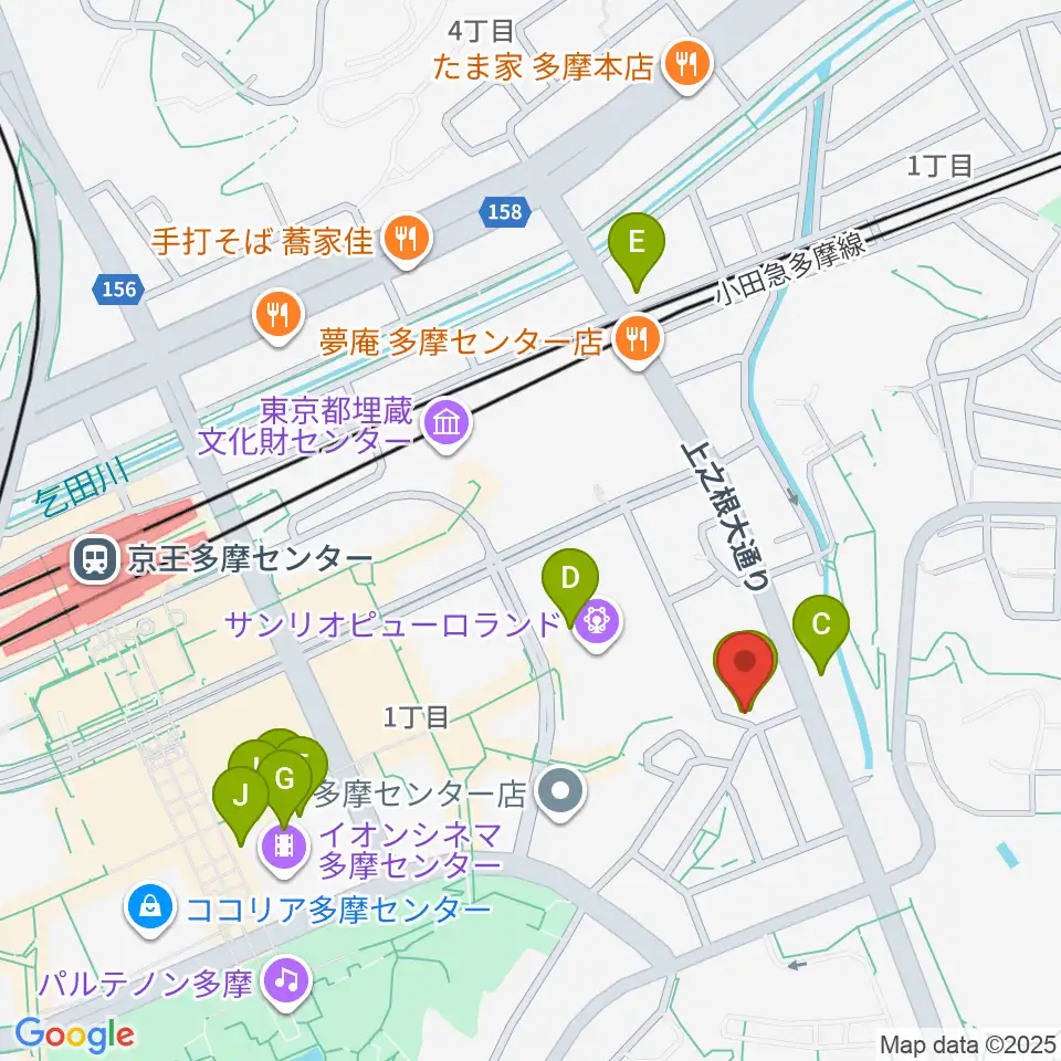 多摩コルコバード周辺のカフェ一覧地図