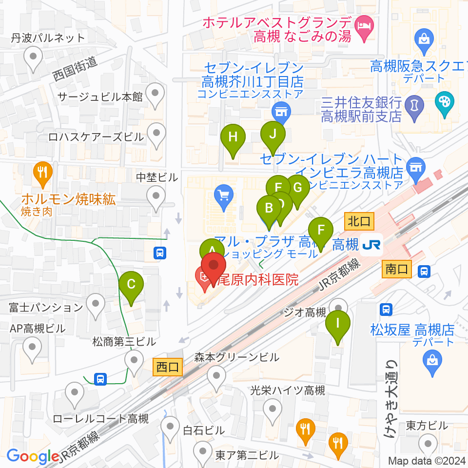 第一楽器 高槻店周辺のカフェ一覧地図