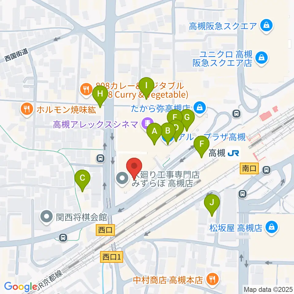 第一楽器 高槻店周辺のカフェ一覧地図