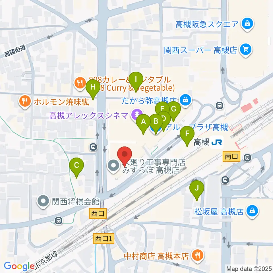 第一楽器 高槻店周辺のカフェ一覧地図