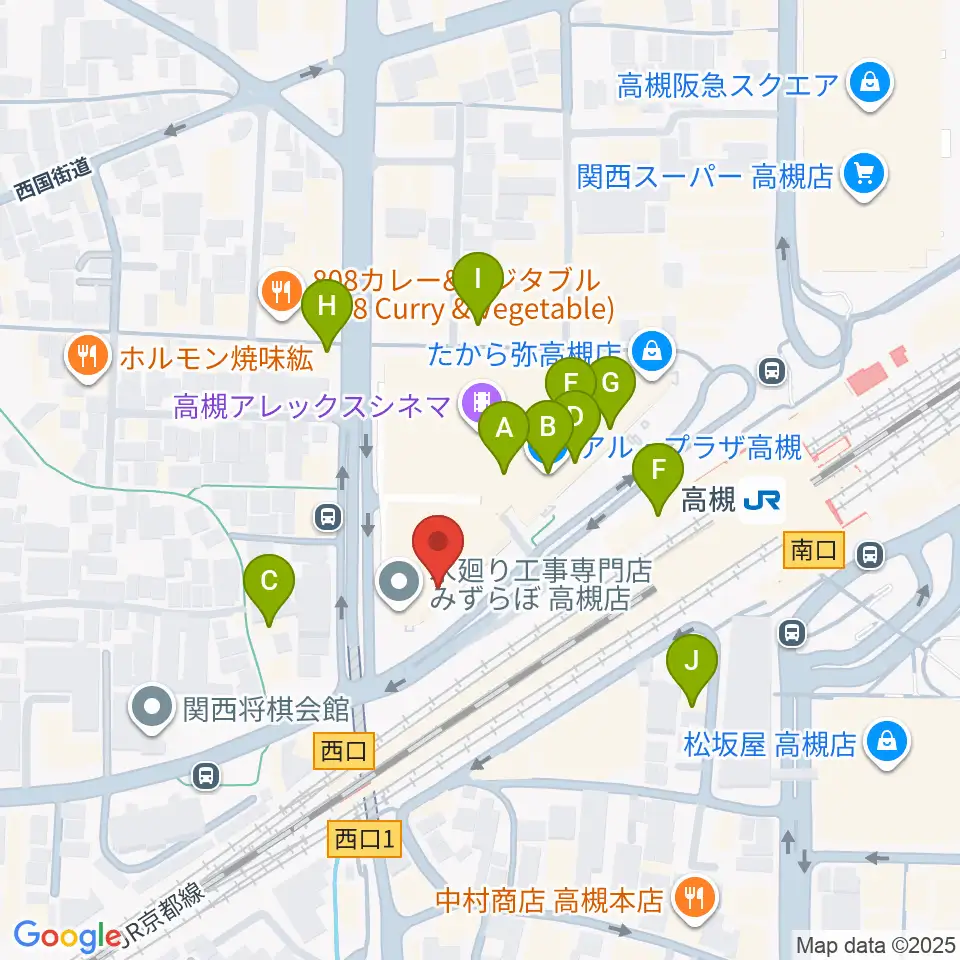 第一楽器 高槻店周辺のカフェ一覧地図