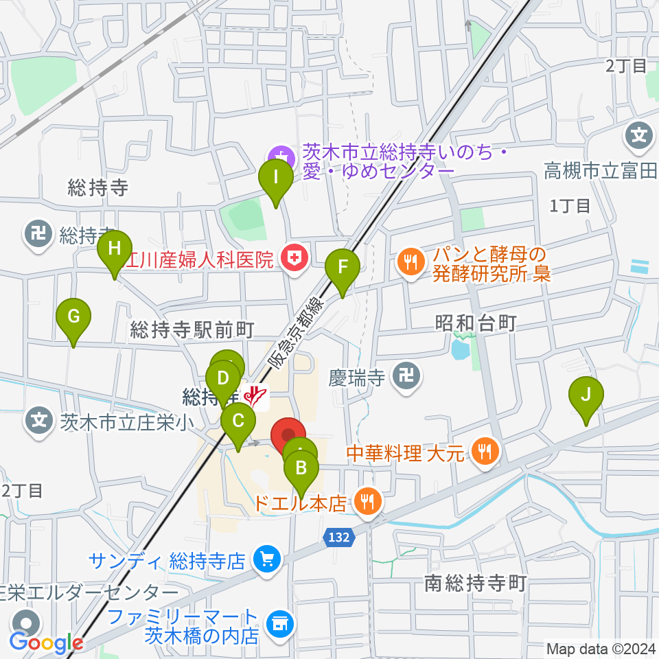 アマービレ楽器周辺のカフェ一覧地図