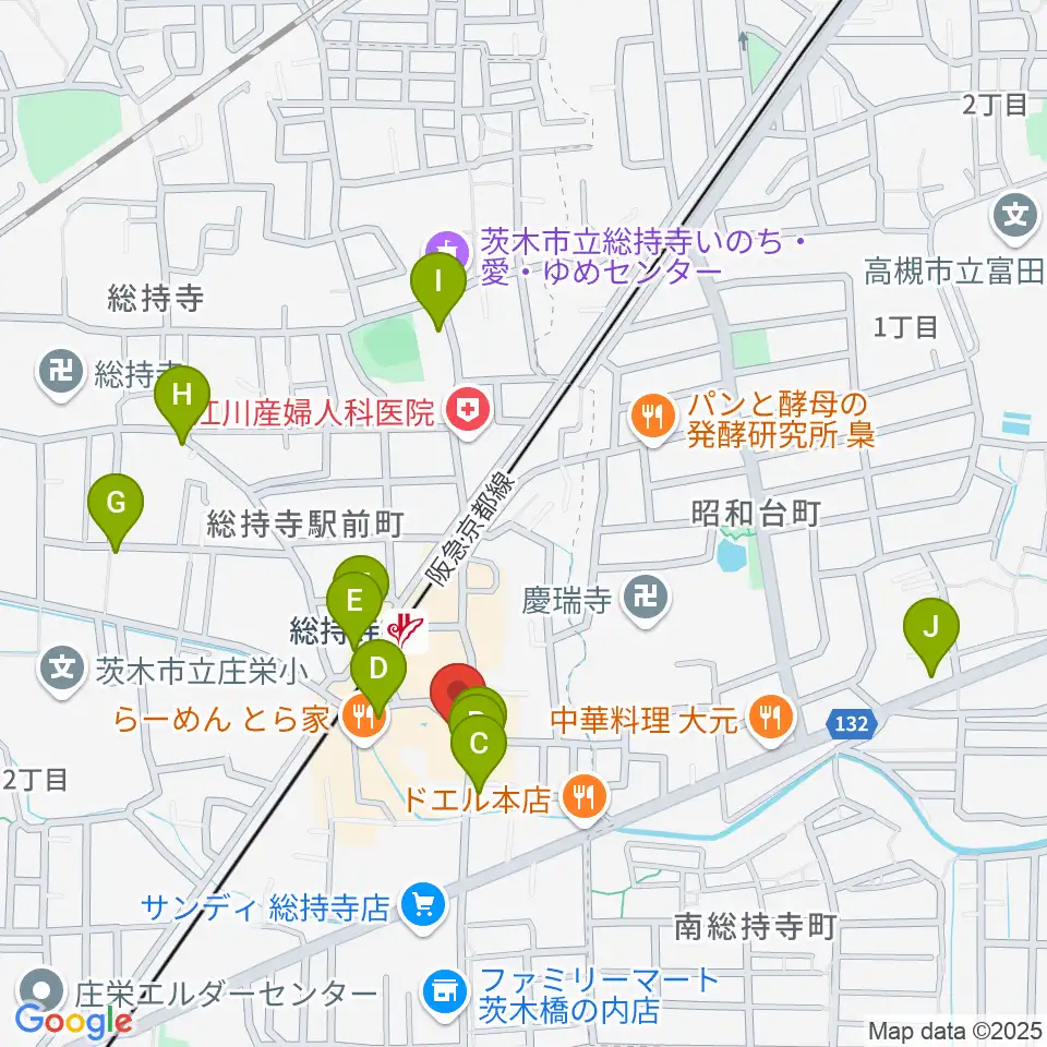 アマービレ楽器周辺のカフェ一覧地図