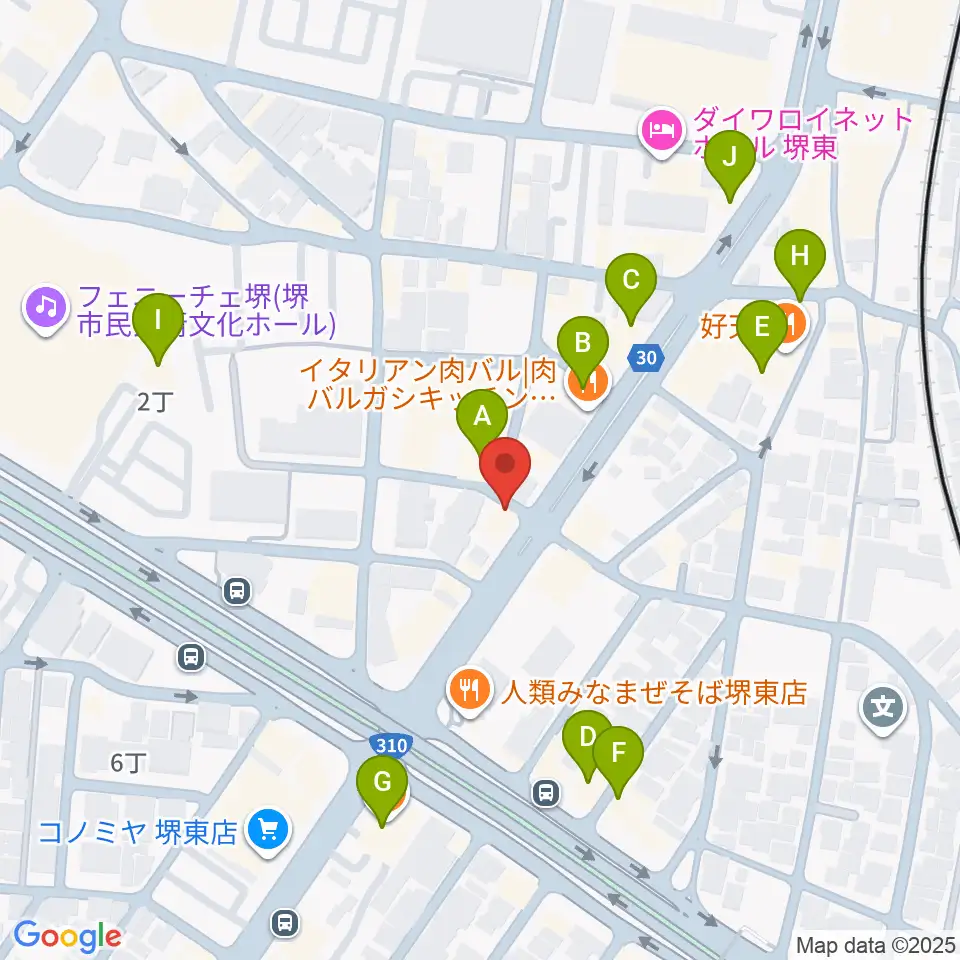 カルロスギター周辺のカフェ一覧地図