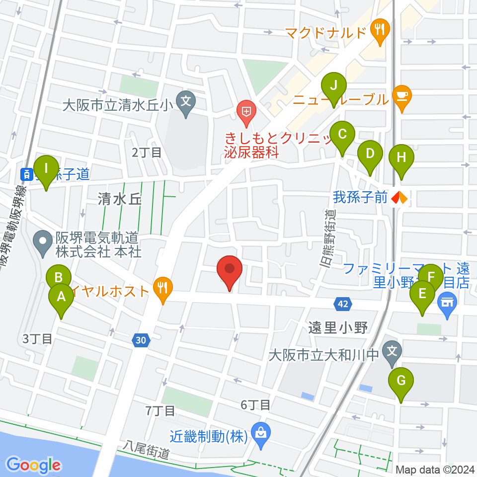 マツモト楽器 管楽器ミュージックスクール周辺のカフェ一覧地図