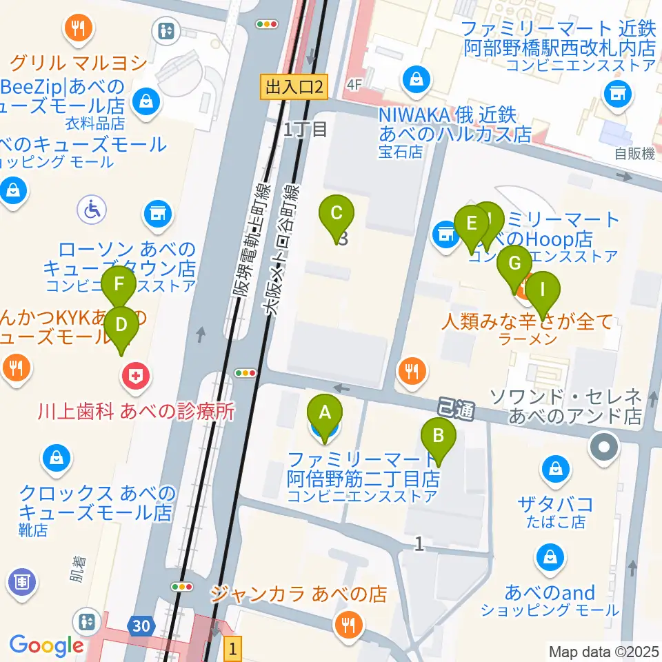 ワタナベ楽器店 音楽館周辺のカフェ一覧地図