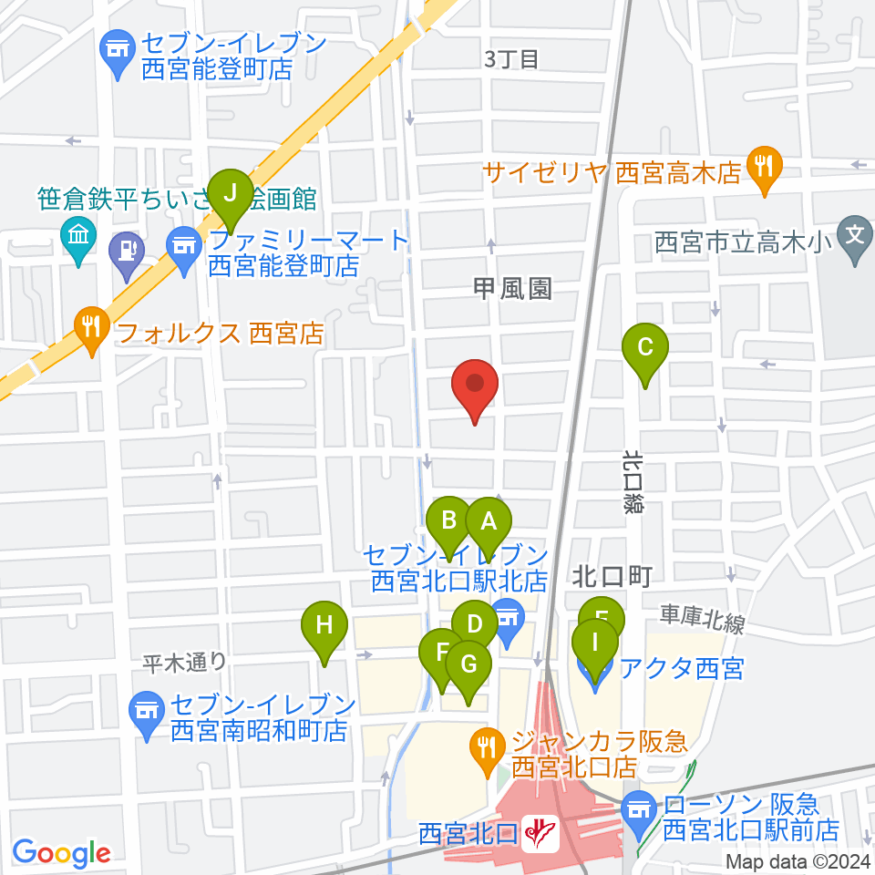 フェリーチェ音楽院周辺のカフェ一覧地図