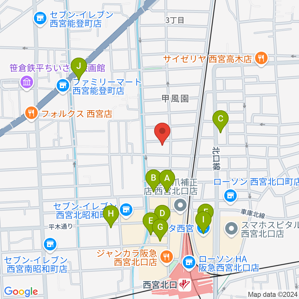 フェリーチェ音楽院周辺のカフェ一覧地図