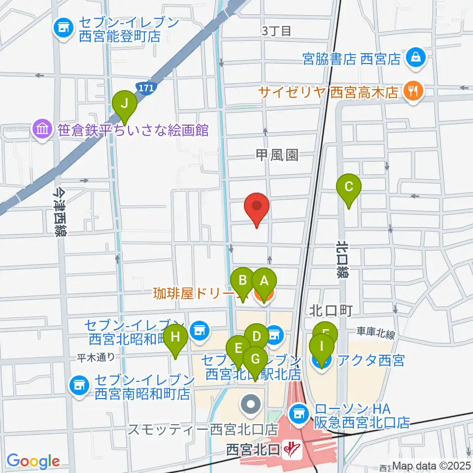 フェリーチェ音楽院周辺のカフェ一覧地図