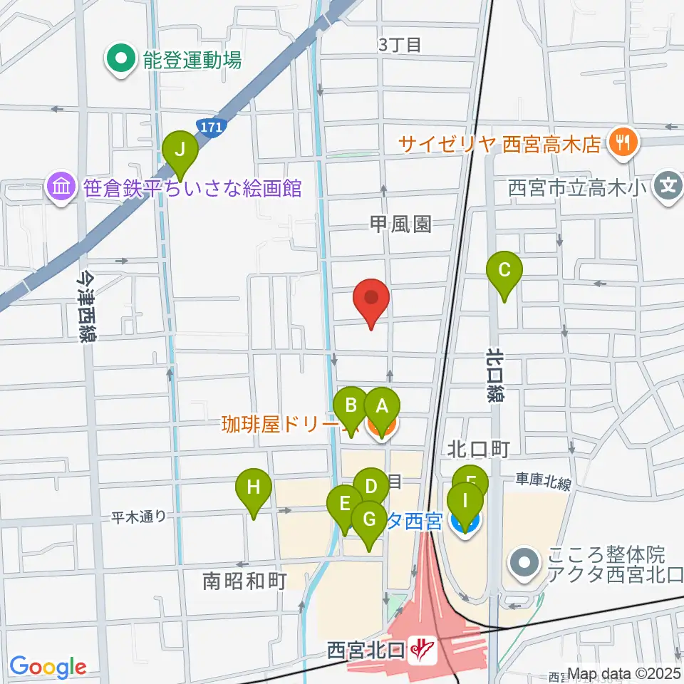フェリーチェ音楽院周辺のカフェ一覧地図