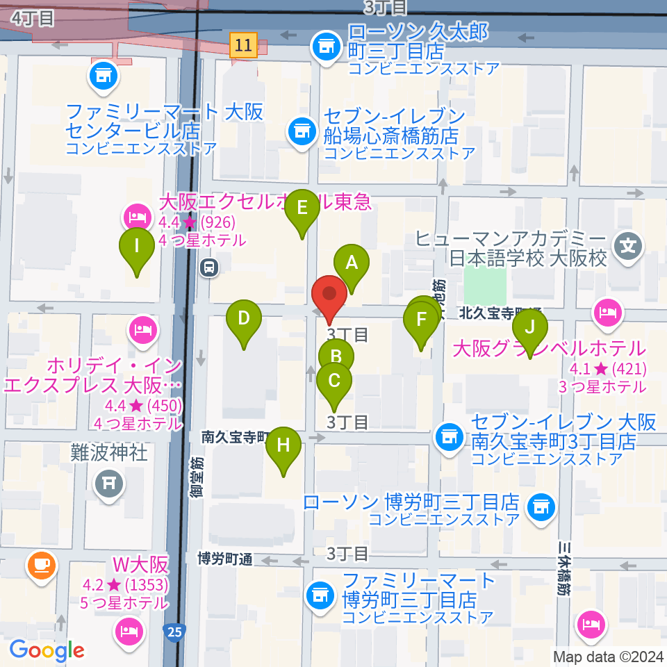 三木楽器開成館周辺のカフェ一覧地図