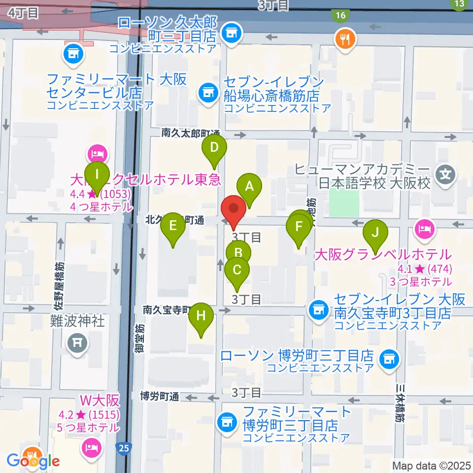 三木楽器開成館周辺のカフェ一覧地図