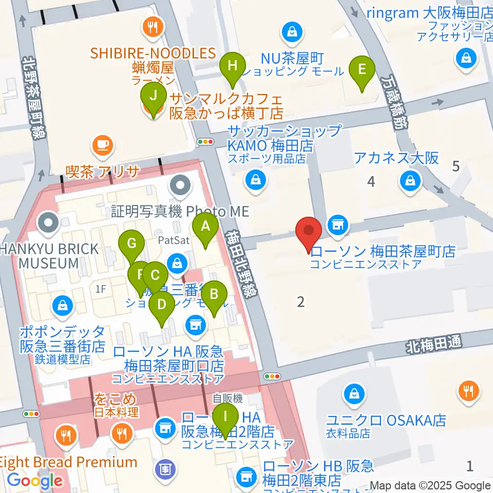 MIKIミュージックサロン梅田周辺のカフェ一覧地図