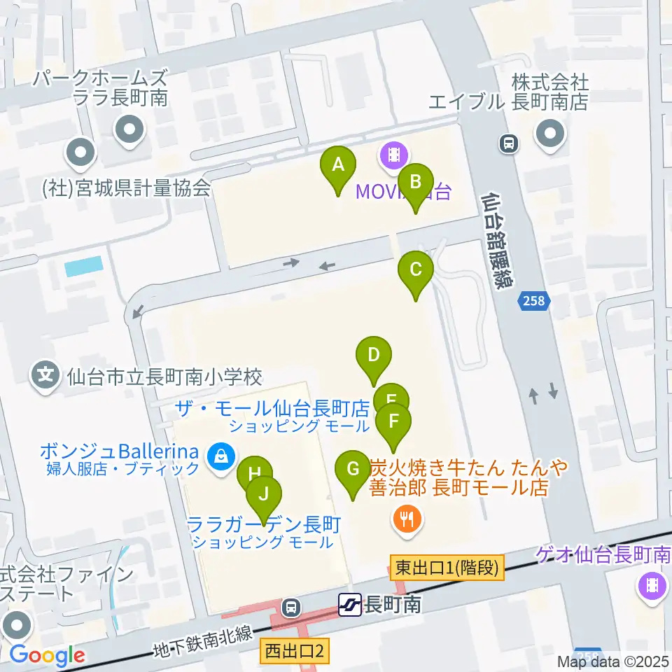 島村楽器 仙台長町モール店周辺のカフェ一覧地図