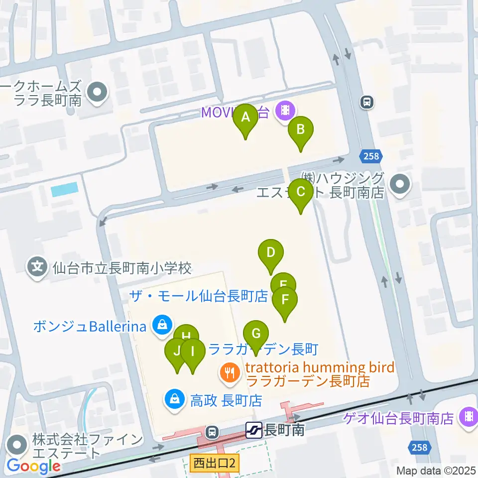 島村楽器 仙台長町モール店周辺のカフェ一覧地図