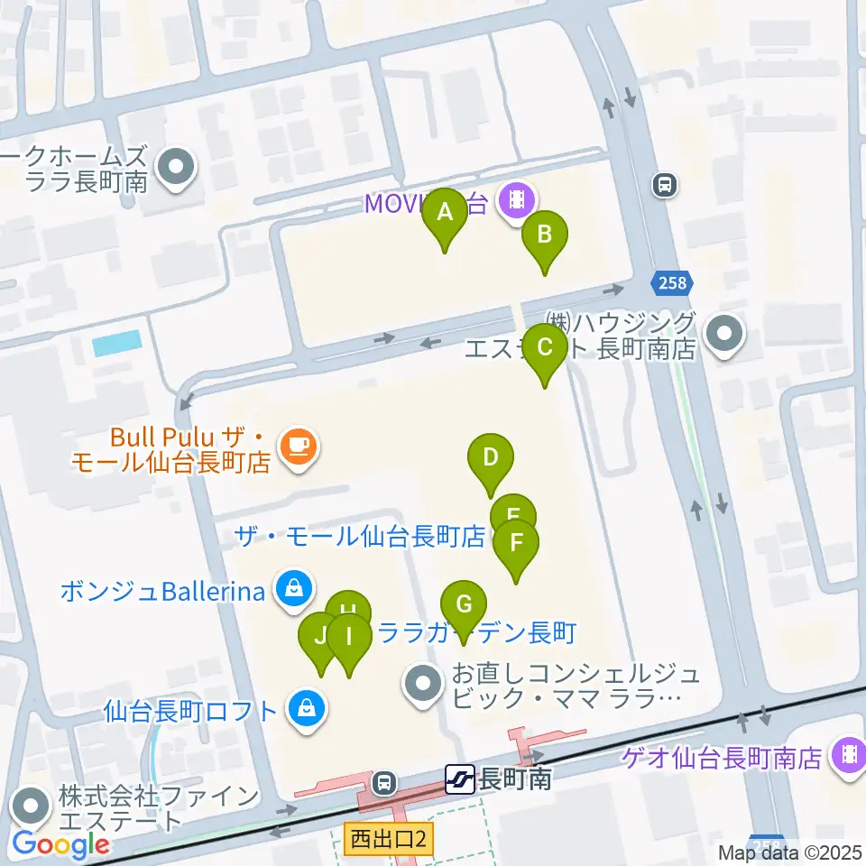 島村楽器 仙台長町モール店周辺のカフェ一覧地図