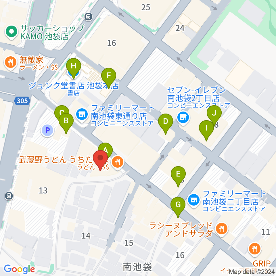 池袋mono周辺のカフェ一覧地図