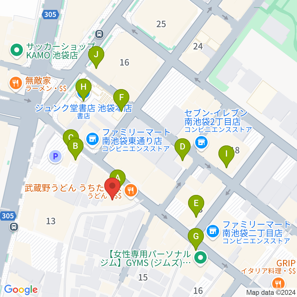 池袋mono周辺のカフェ一覧地図