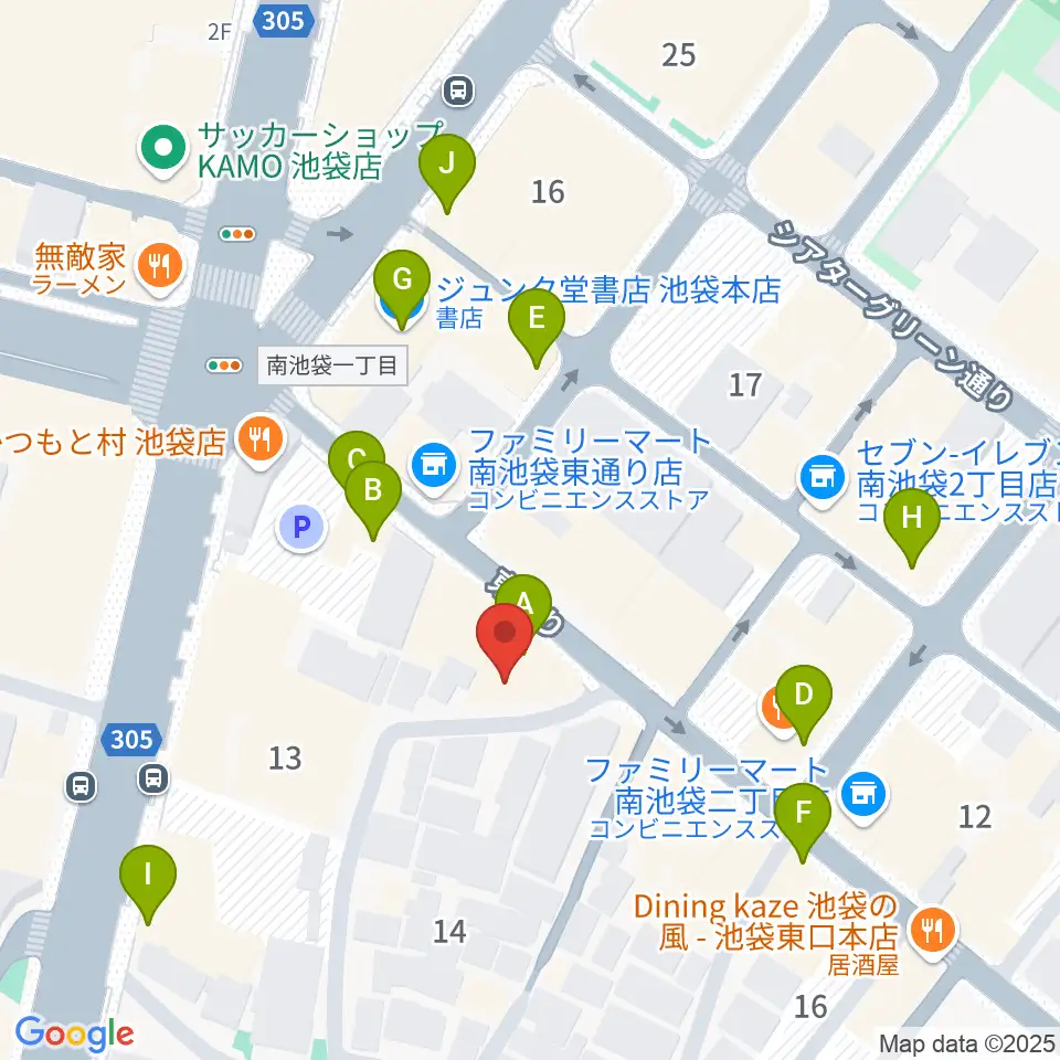 池袋mono周辺のカフェ一覧地図
