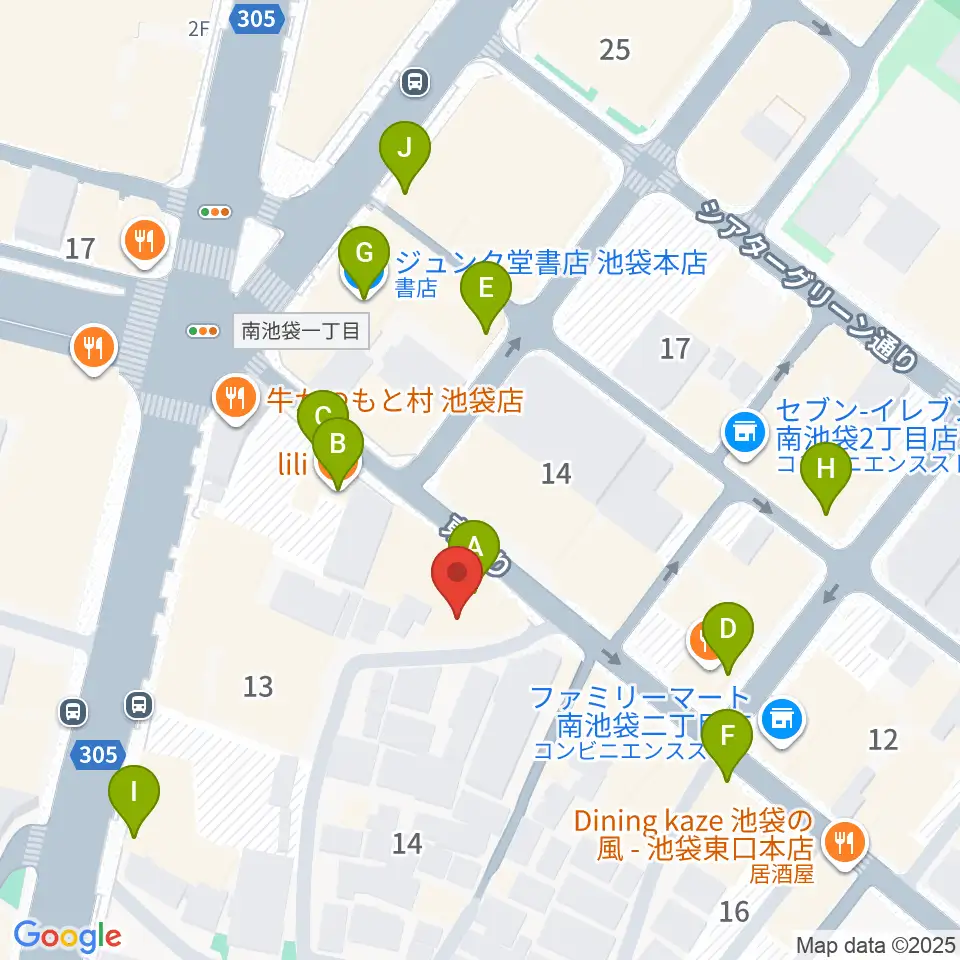 池袋mono周辺のカフェ一覧地図